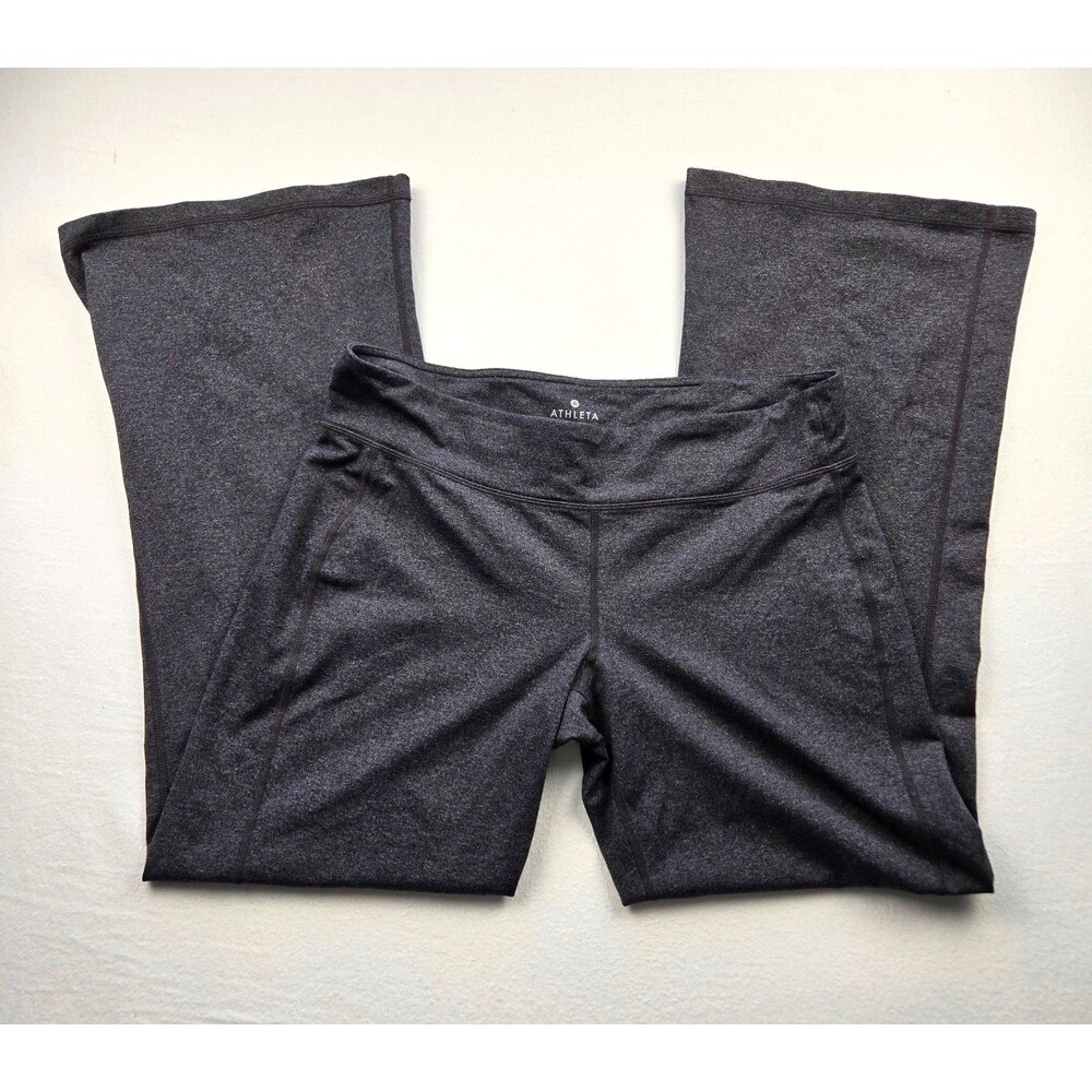 Athleta Kickbooty Yoga Pants LP Large Petite Gray Wide Leg Flare Supplex 819708